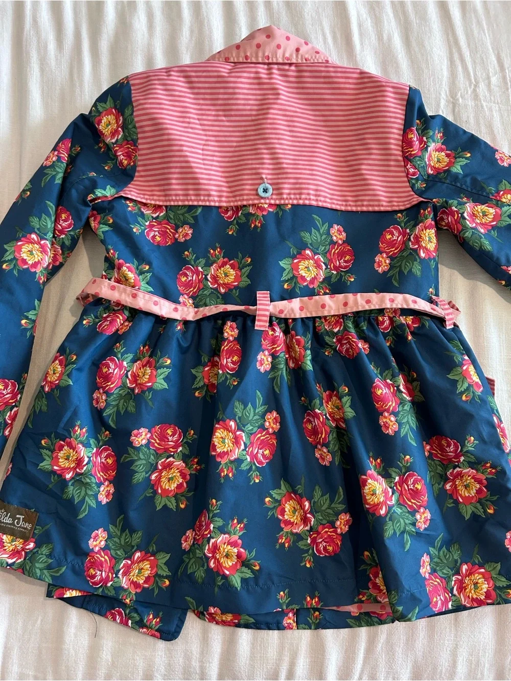 Matilda Jane Pink Polka Dot Collar with Navy Floral Lining